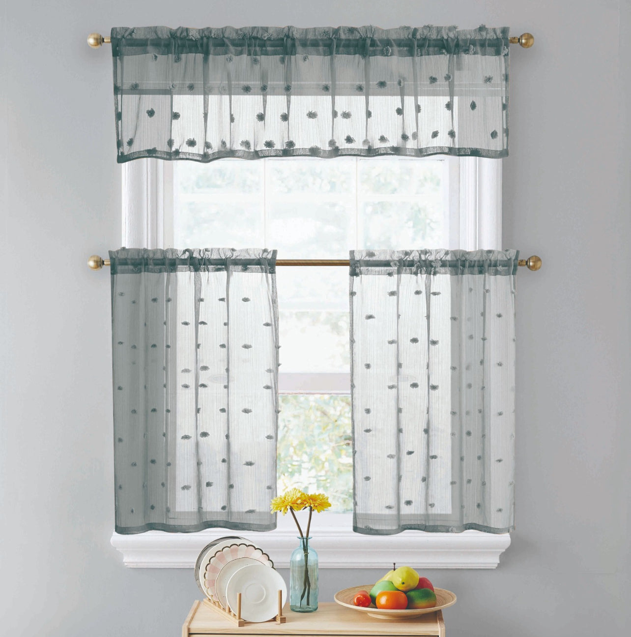 Kitchen Curtain Dark Gray