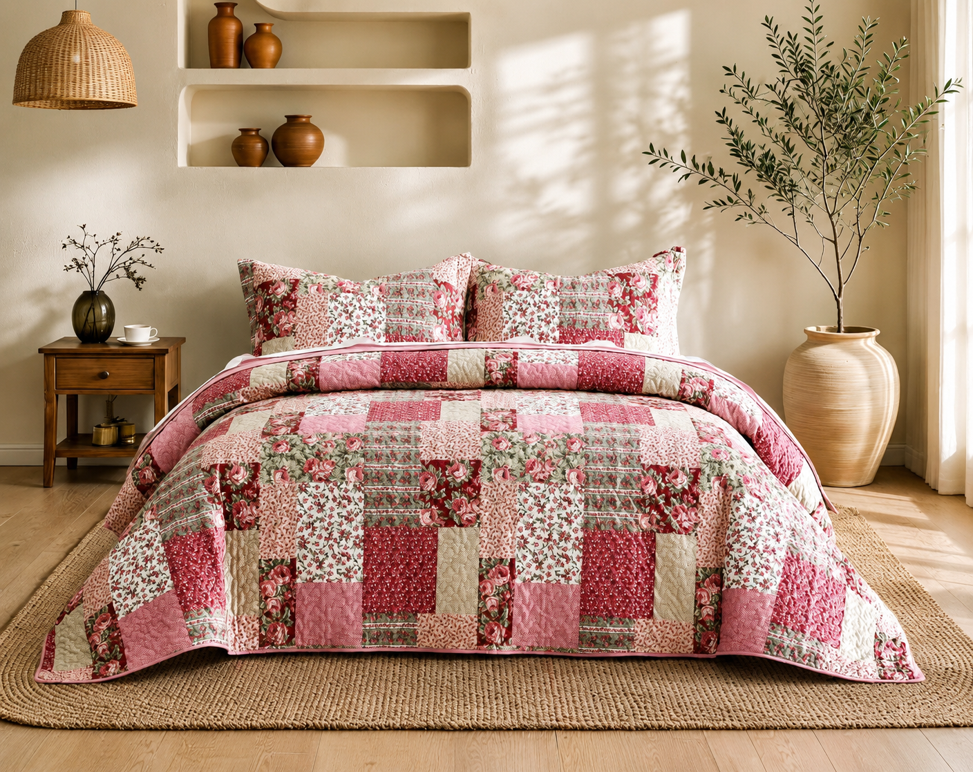 Quilt pink square Queen/ King
