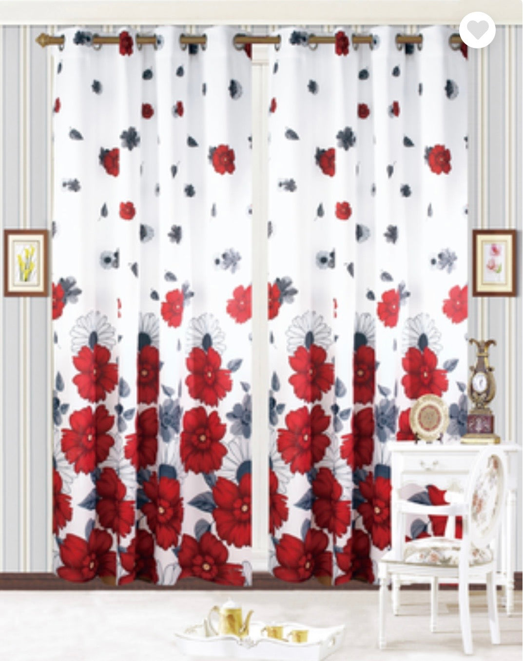 Axel Curtain Red Flowers