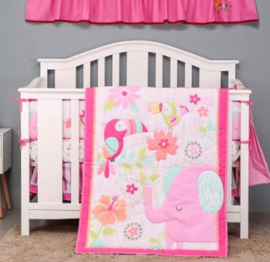 Crib Set Pink Elephant