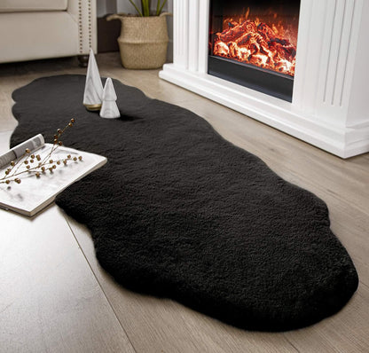 Rabbit Fur Rug black