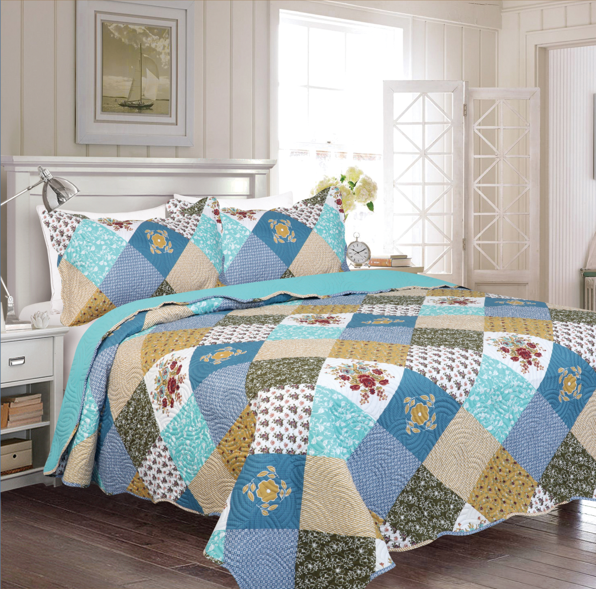 Bed Spread Aqua Queen/ King