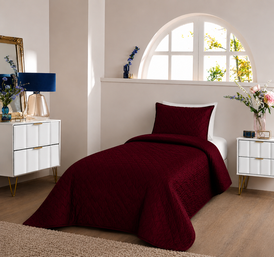 Quilt Velvet Burgundy Twin