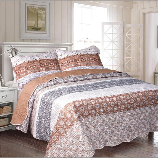 Bed Spread Taupe Dots Queen/ King
