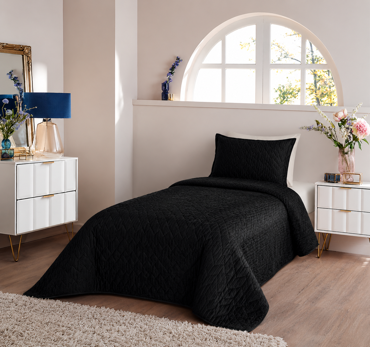Quilt velvet Black