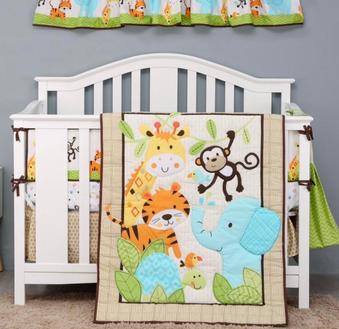 Crib Set Blue Elephant