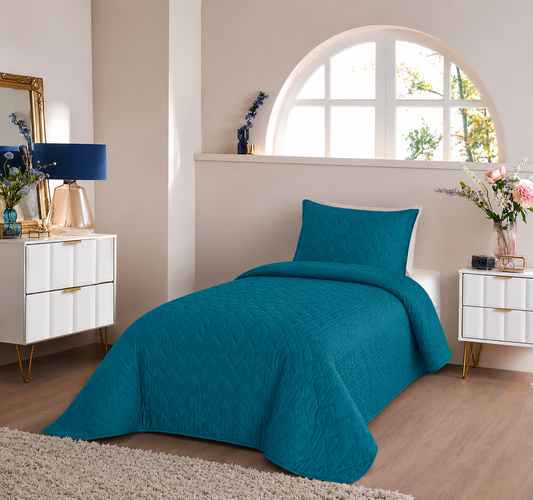 Quilt Teal Velvet  Twin