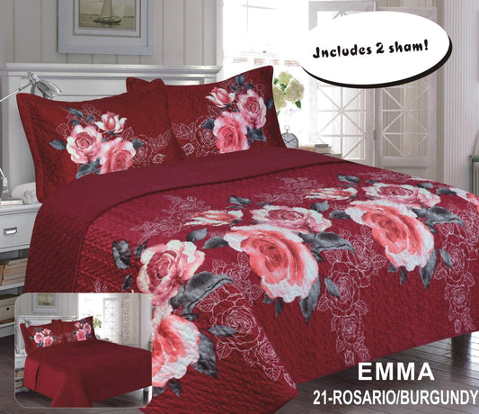 Bed Spread Emma Burgandy Cal King