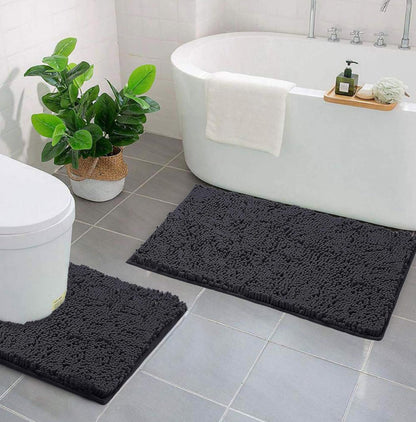 Chenille Bathroom Rugs Charcoal