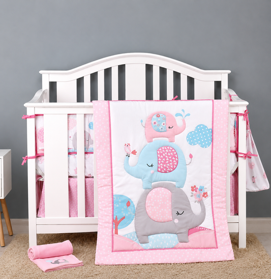 Crib Set Elephant gray