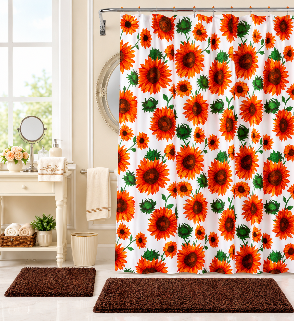 Bathroom Set Sunflowers Brown