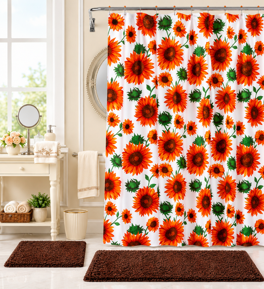 Bathroom Set Sunflowers Brown