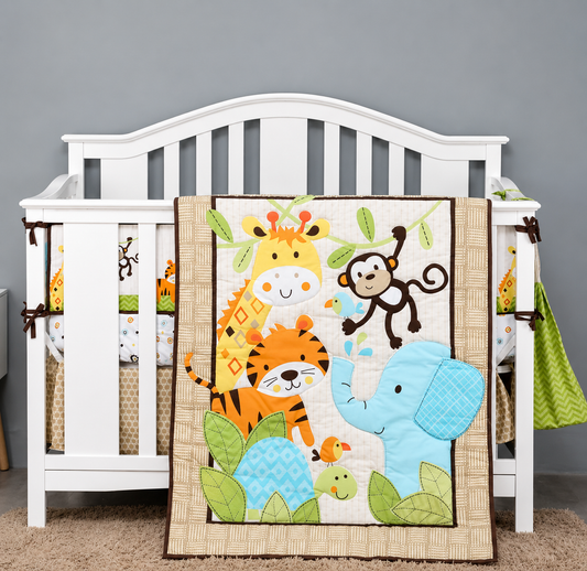 Crib Set Blue Elephant